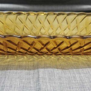 Vintage Tiara Amber Indiana Glass Carnival Daisy Oval Oblong Celery Serving Dish